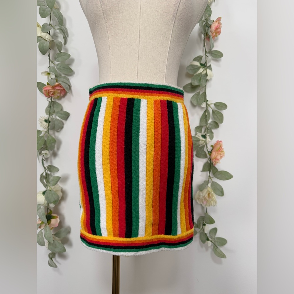 Casablanca Striped Cotton Towelling Skirt - Picture 3 of 9
